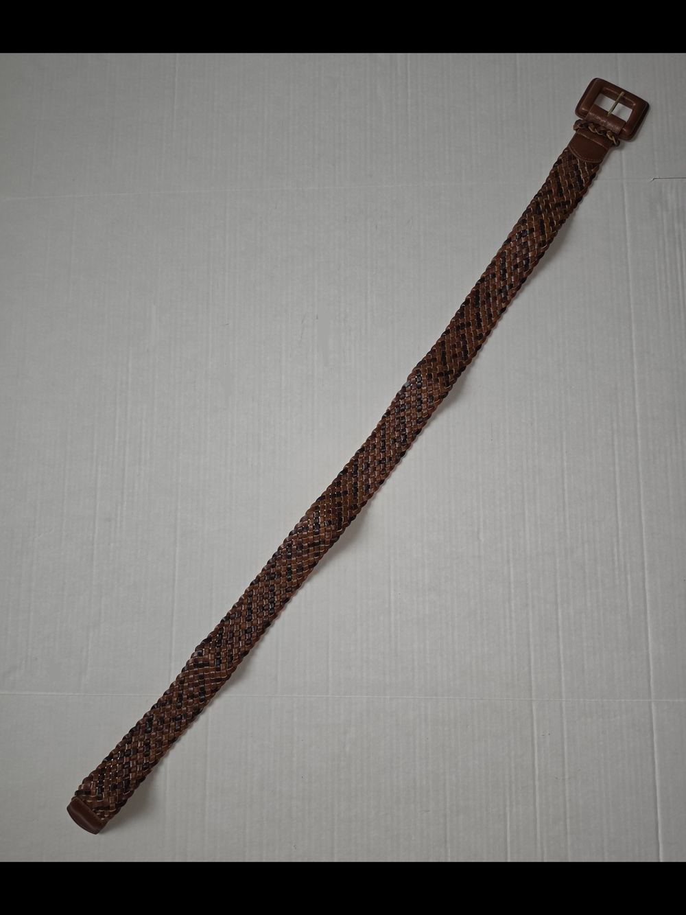Women's  Multi Brown Woven Faux Leather Belt Sz XL